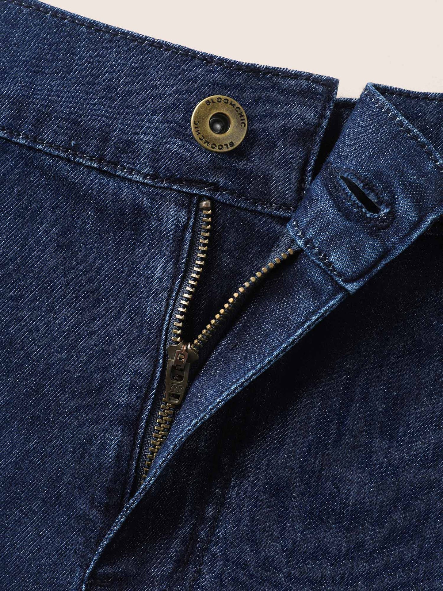 Dark Wash Slanted Pocket Loose Denim Shorts