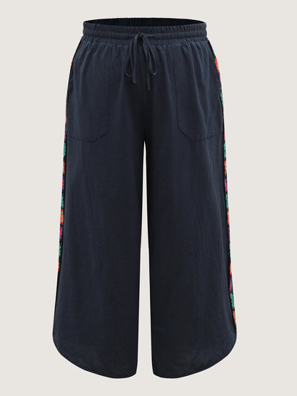 Waist Drawstring Wide-Leg Pants