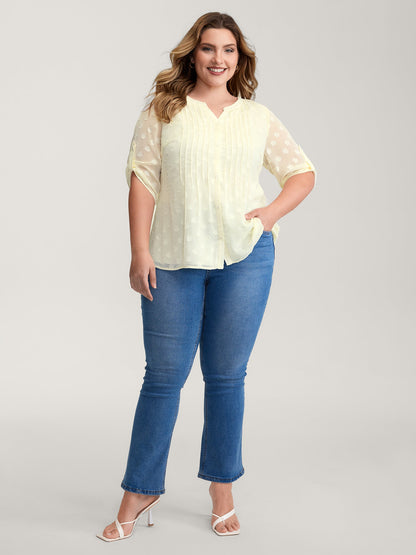 Color Contrast Button Placket Blouse