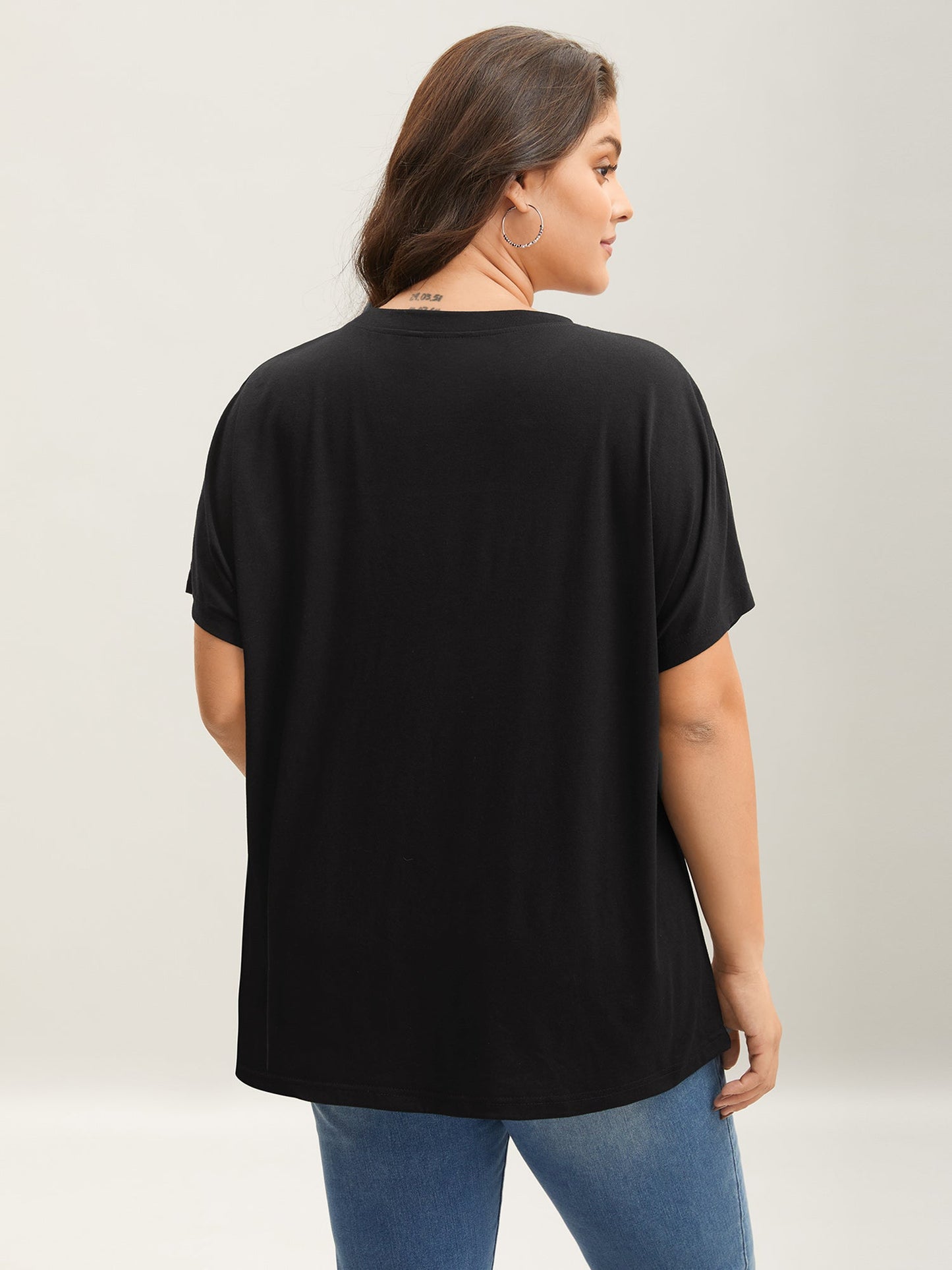 Lace Design Color Contrast T-Shirt