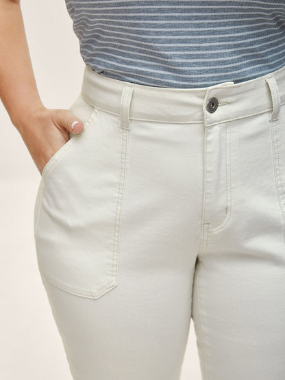 Cotton Cropped Straight-Leg Mid-Rise Jeans