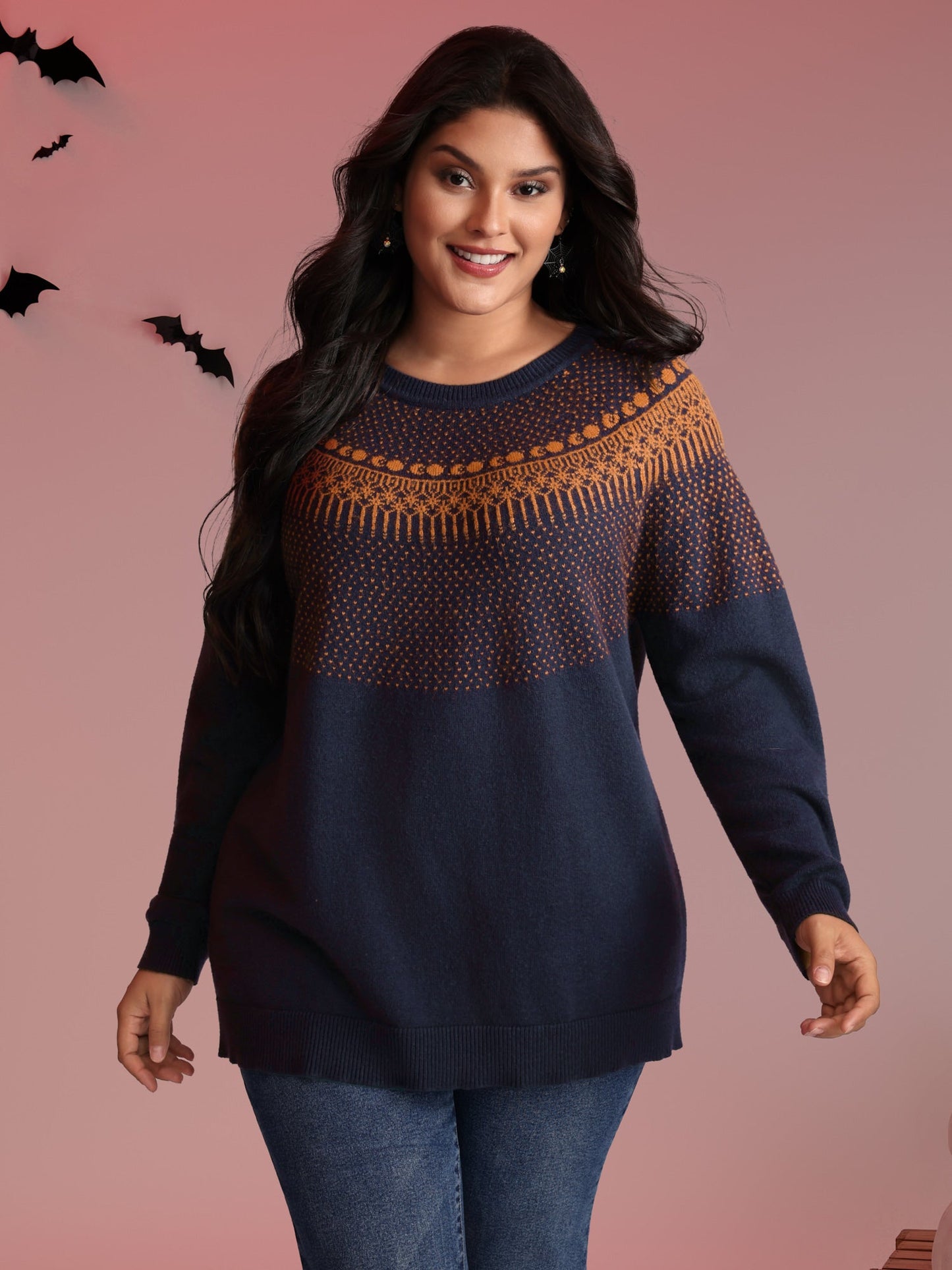 Supersoft Fair Isle Yoke Color Contrast Pullover