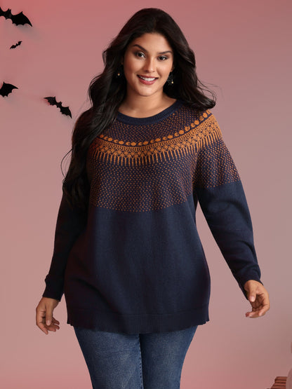 Supersoft Fair Isle Yoke Color Contrast Pullover