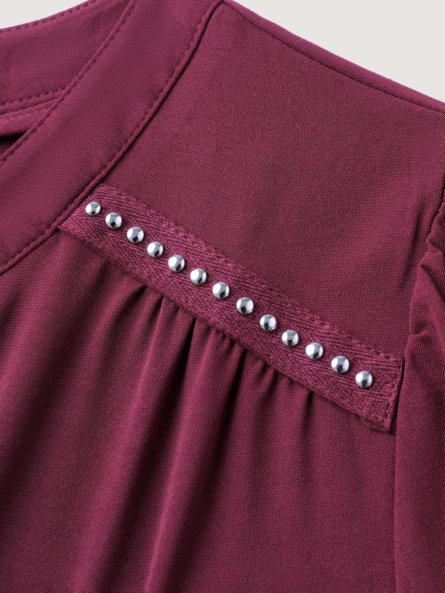 Shirred Cuffs Contrast Metallic Detail Blouse