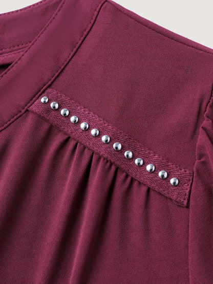 Shirred Cuffs Contrast Metallic Detail Blouse