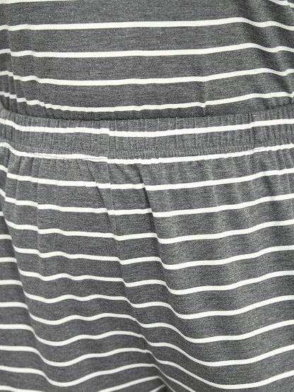 Striped Print Pocket Elastic Waist Sleep Shorts