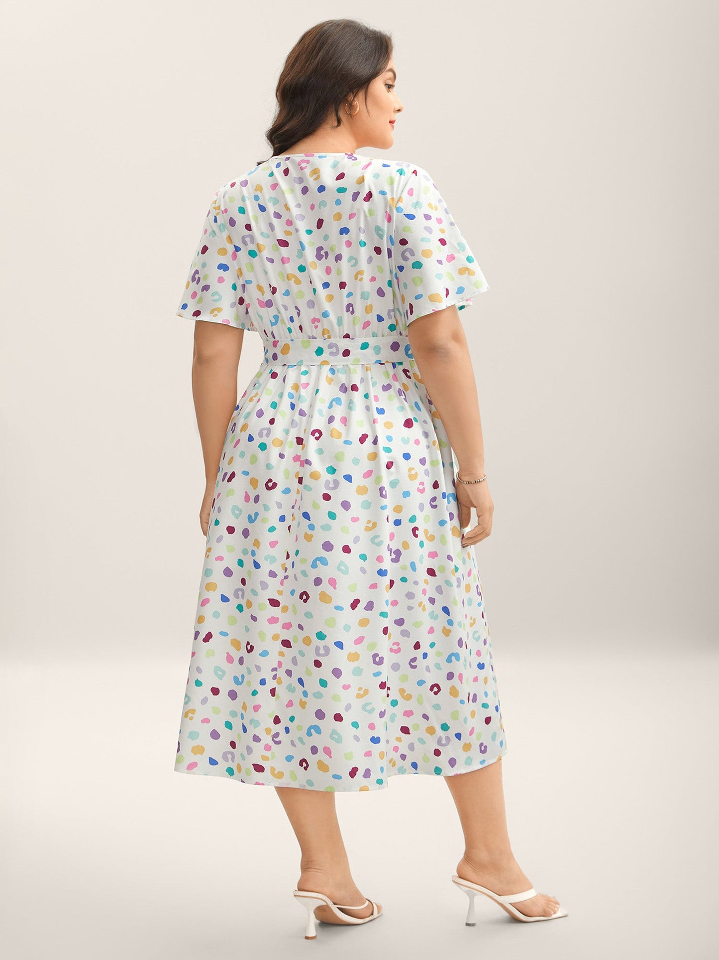 Multi-Color Leopard Print Surplice Midi Dress