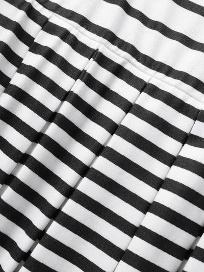 Striped Ruffle Layered Hem Tank Midi Dress