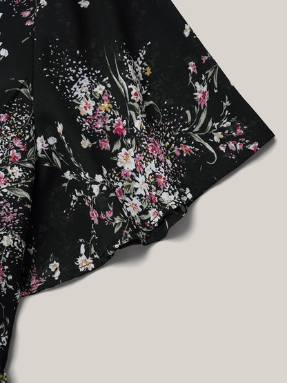 Floral Print Stretchy-Waist Lined Shirt