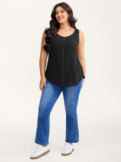 Round Neck Sequin Spliced Tank Top