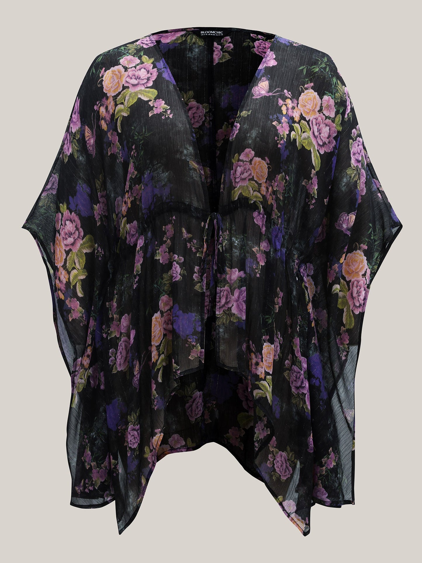Gold Silver Wire Mesh Drawstring Kimono