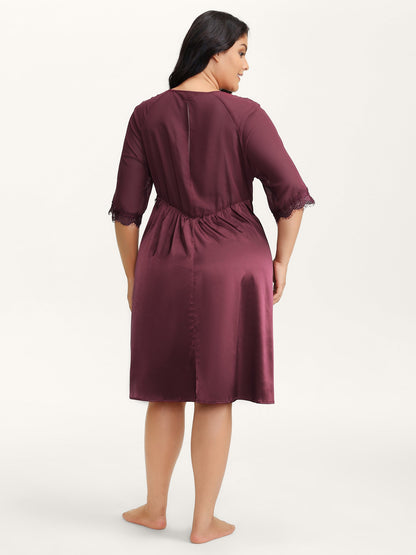 Satin Semi-Sheer Contrast Sleep Dress