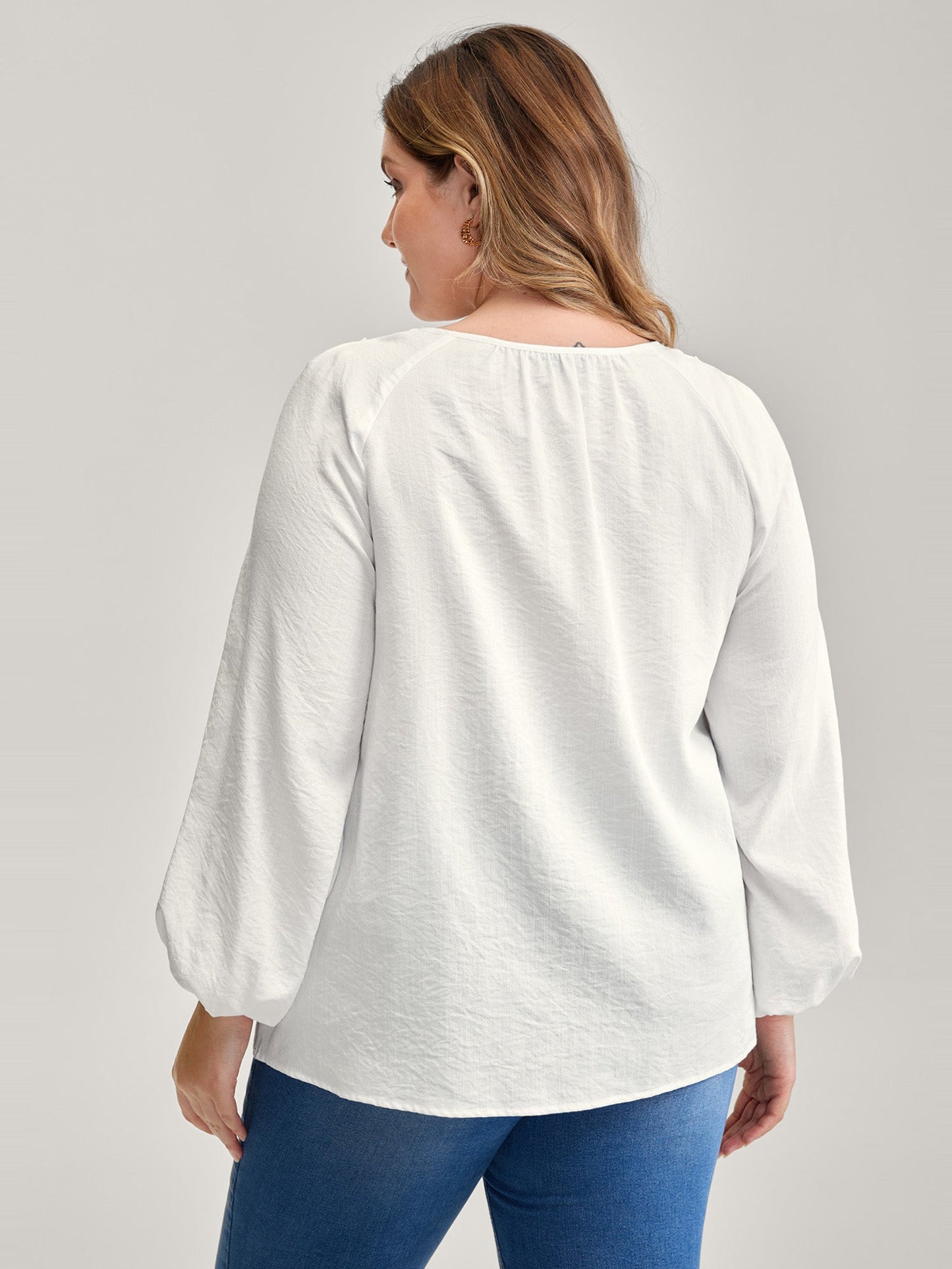 Lace Trim Button Decor Blouse