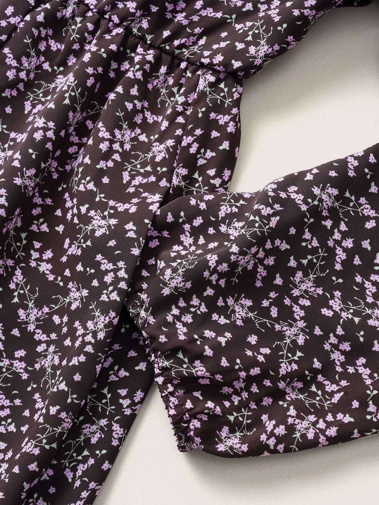 Ditsy Floral Keyhole Split Side Elastic Waist Dress