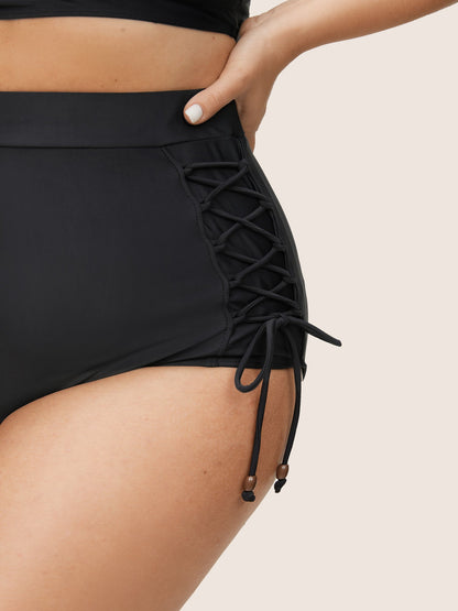 Plain Lace Up Side High Rise Swim Bottom