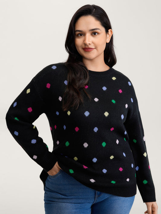 Colorful Polka Dots Jacquard Pullover