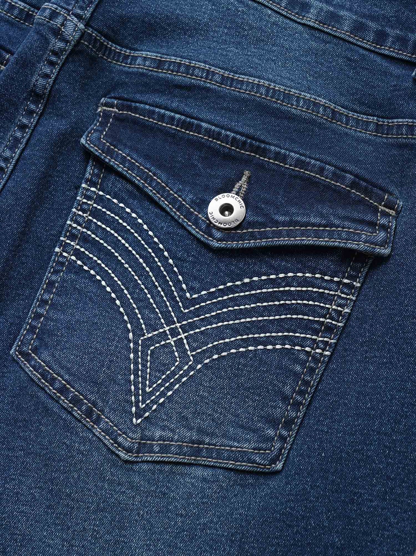 Plain Pocket Embroidered Skinny Jeans