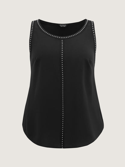 Round Neck Sequin Spliced Tank Top