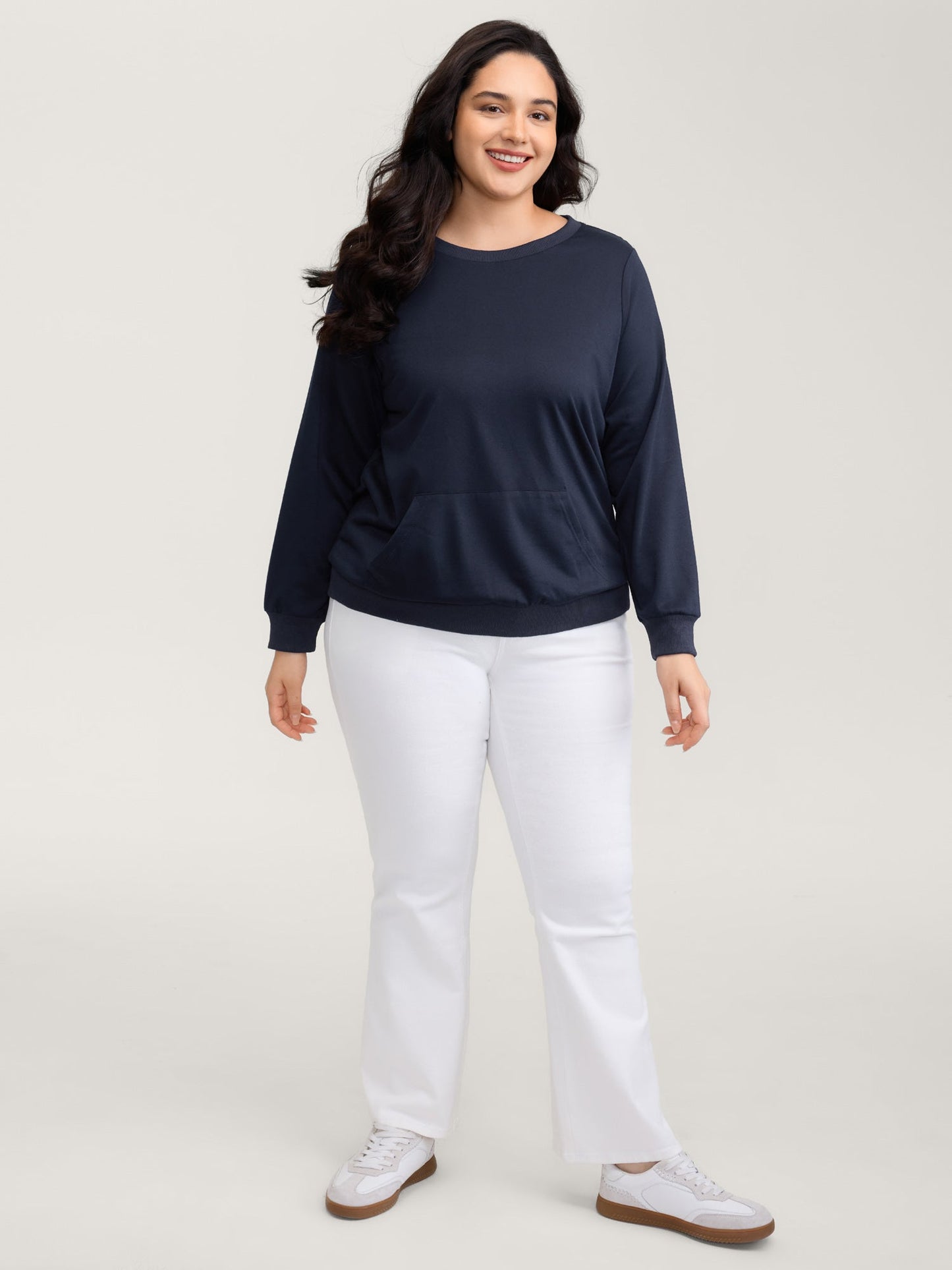 Floral Cut-Work Embroidery Solid Sweatshirt