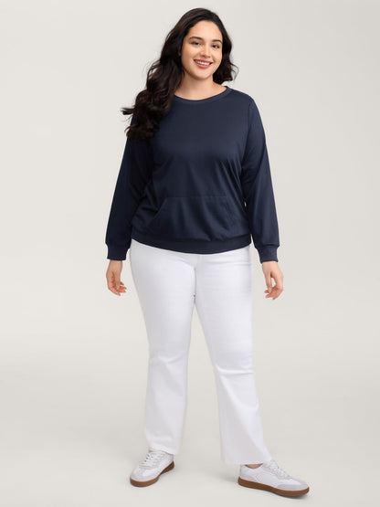 Floral Cut-Work Embroidery Solid Sweatshirt