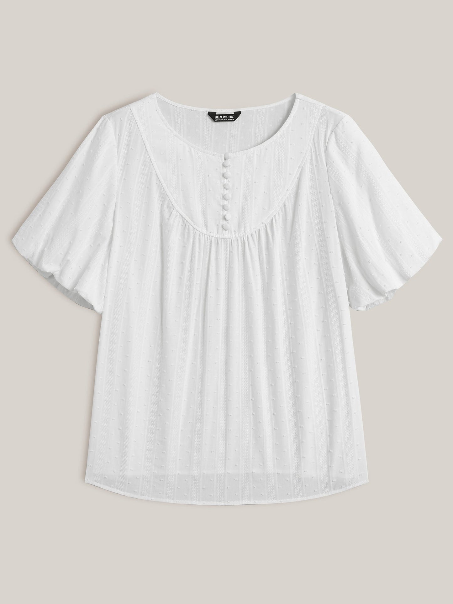 Pure Cotton Puff Sleeve Button Blouse