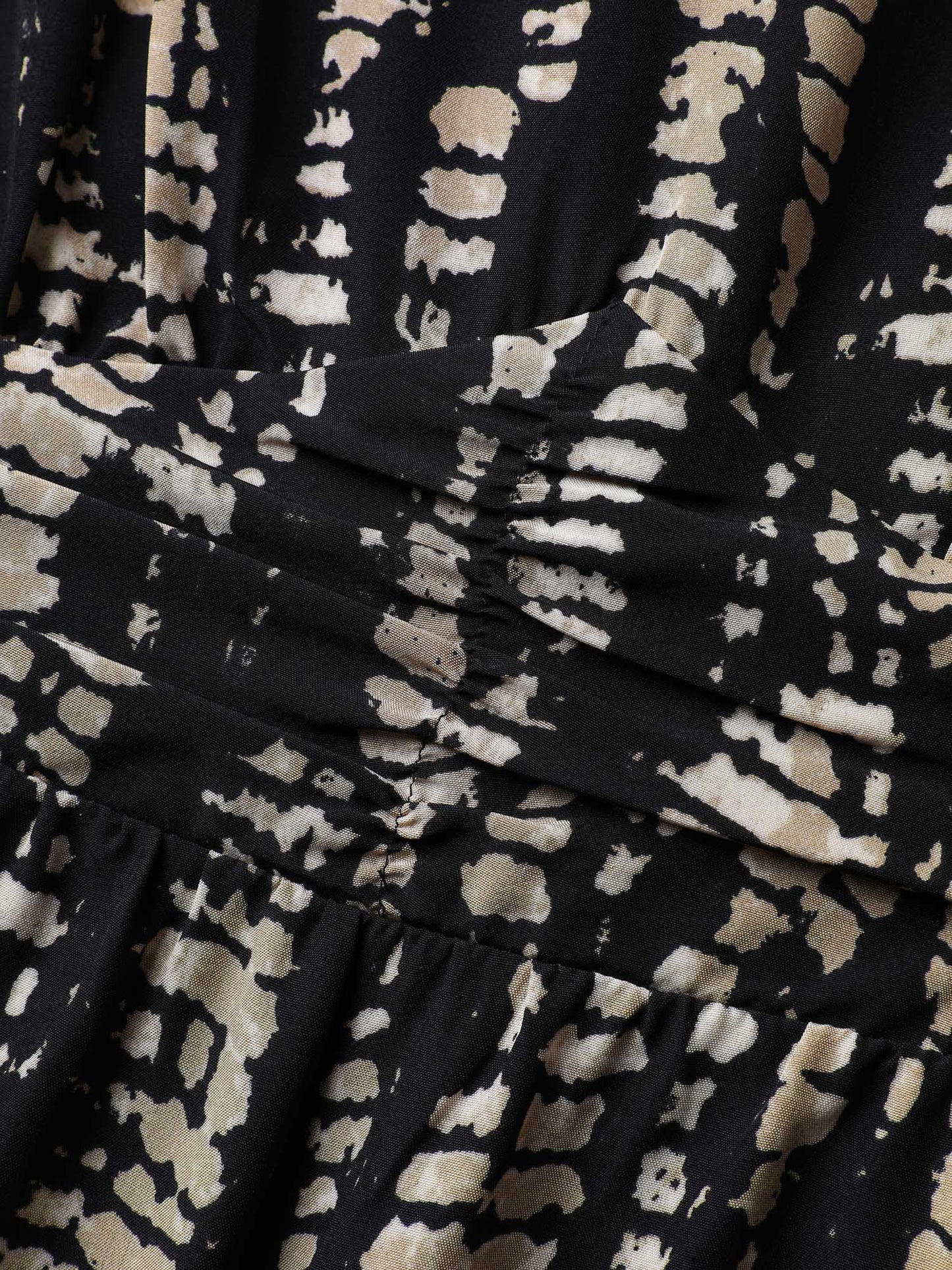 Abstract Print Cinched Waist Blouse