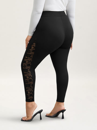 Lace Mid-Rise Tight Pants