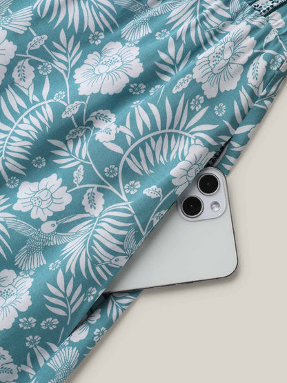 Floral Print Stretchy Waist Pockets Midi Dress