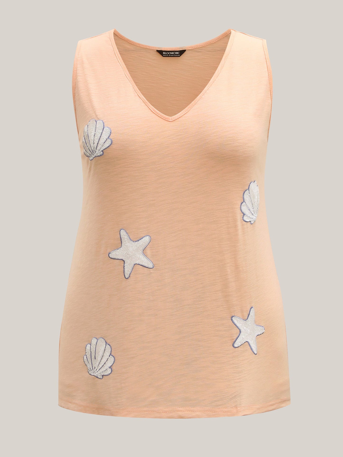 Seashells Sequin Plain Tank Top