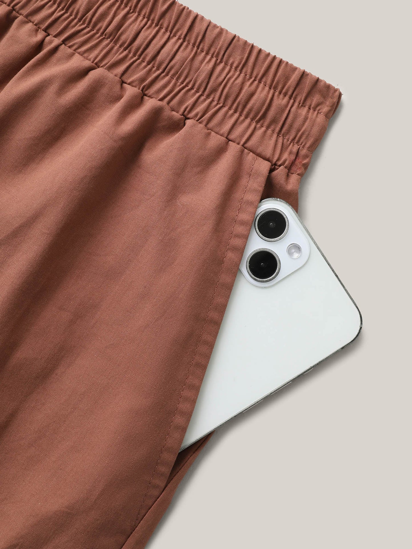 Cotton Drawstring Straight-Leg Pants