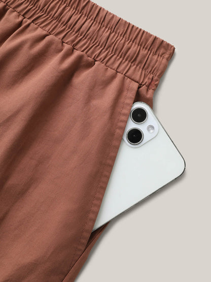 Cotton Drawstring Straight-Leg Pants