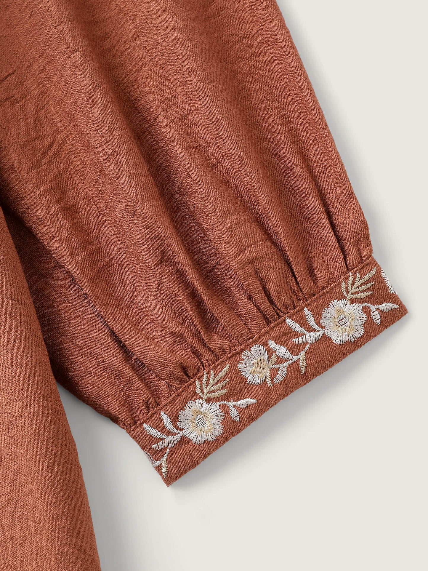 Supersoft Floral Embroidery Button Blouse