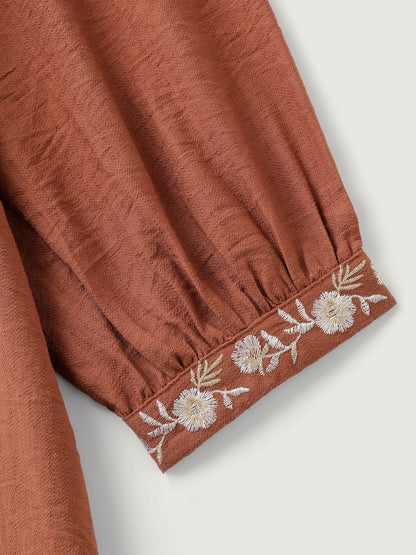 Supersoft Floral Embroidery Button Blouse
