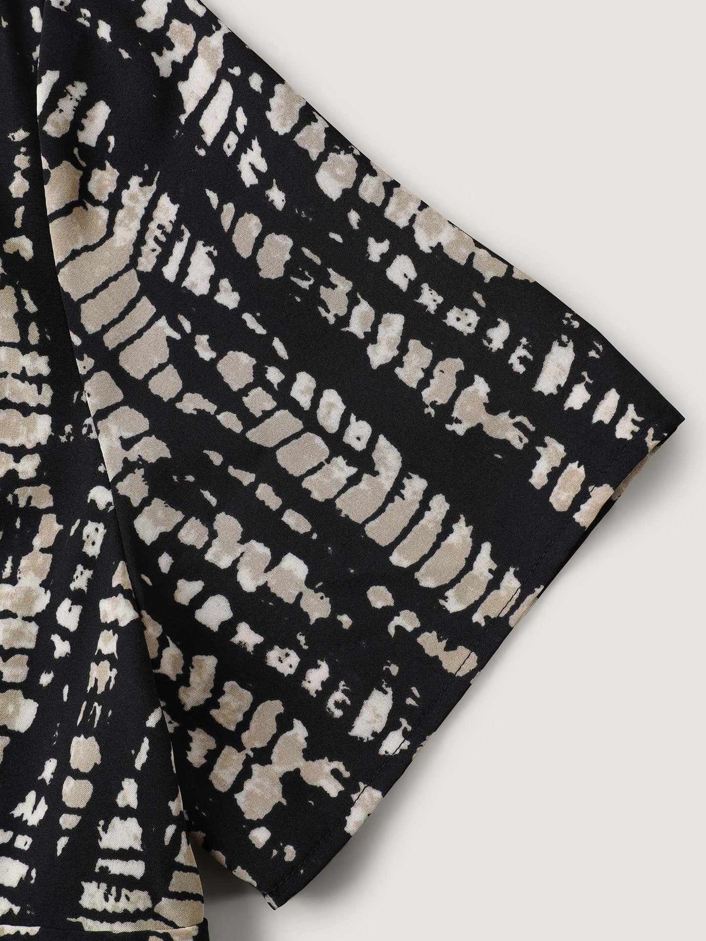 Abstract Print Cinched Waist Blouse