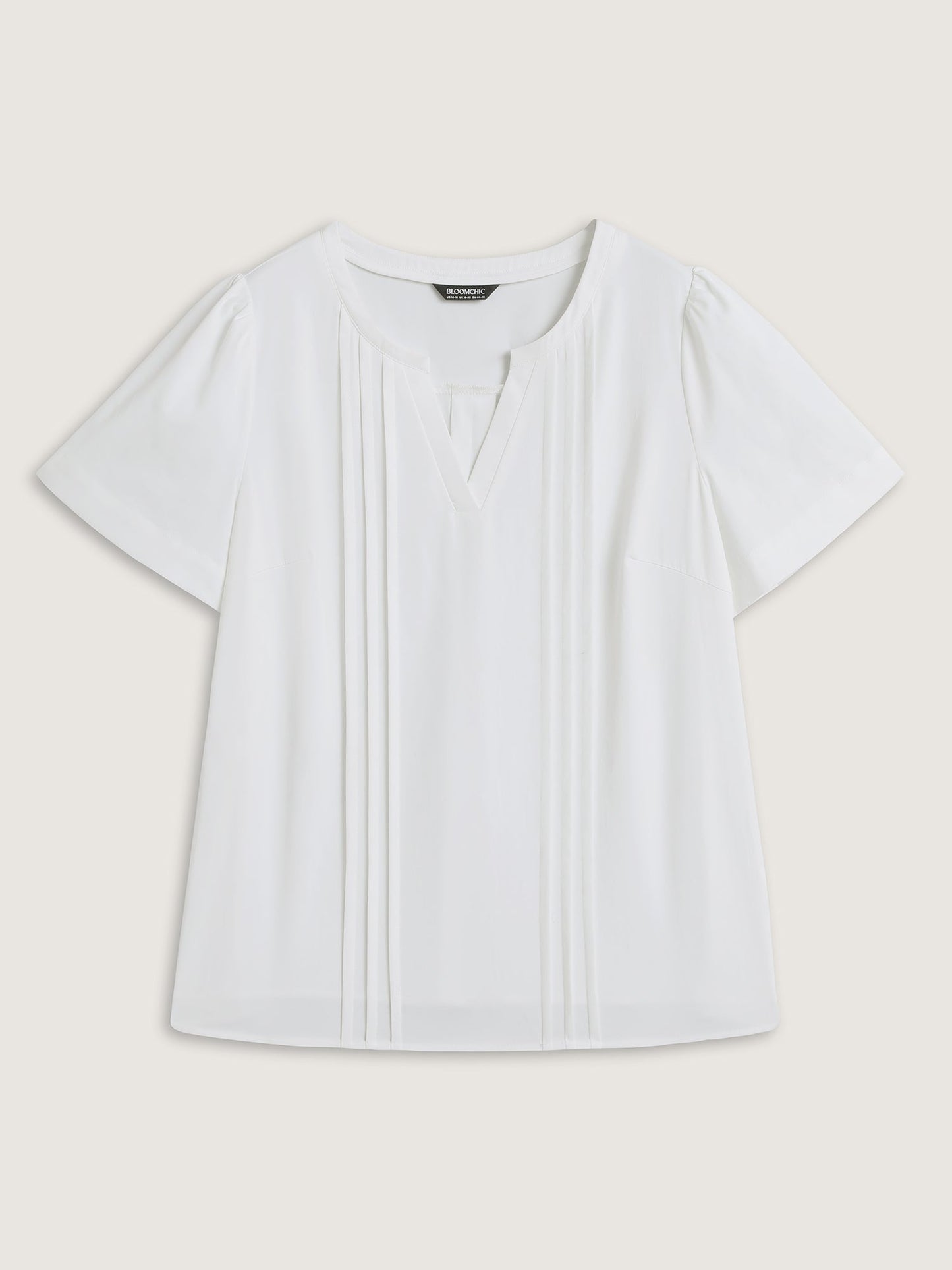 Toothpick Pleats Notched Collar Solid Blouse